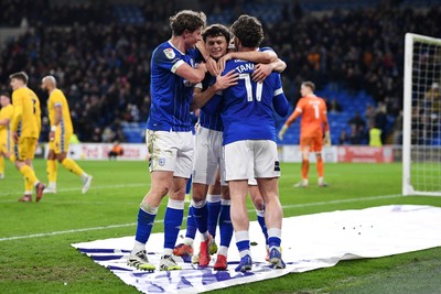 170226 - Cardiff City v AFC Wimbledon - Sky Bet League 1 - Perry NG of Cardiff City celebrates scoring a goal with team mates