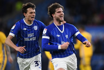 170226 - Cardiff City v AFC Wimbledon - Sky Bet League 1 - Ollie Tanner of Cardiff City celebrates scoring a goal with Perry NG of Cardiff City