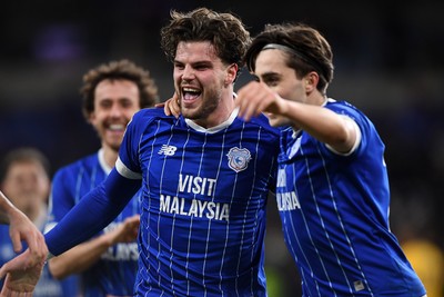 170226 - Cardiff City v AFC Wimbledon - Sky Bet League 1 - Ollie Tanner of Cardiff City celebrates scoring a goal