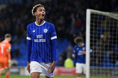 170226 - Cardiff City v AFC Wimbledon - Sky Bet League 1 - Omari Kellyman of Cardiff City celebrates scoring a goal