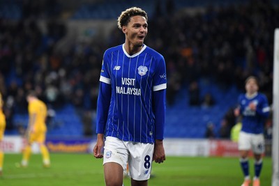 170226 - Cardiff City v AFC Wimbledon - Sky Bet League 1 - Omari Kellyman of Cardiff City celebrates scoring a goal