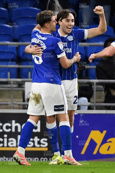 170226 - Cardiff City v AFC Wimbledon - Sky Bet League 1 - Joel Colwill of Cardiff City celebrates scoring a goal with team mates