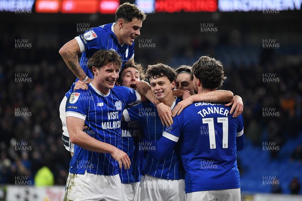 170226 - Cardiff City v AFC Wimbledon - Sky Bet League 1 - Perry NG of Cardiff City celebrates scoring a goal with team mates