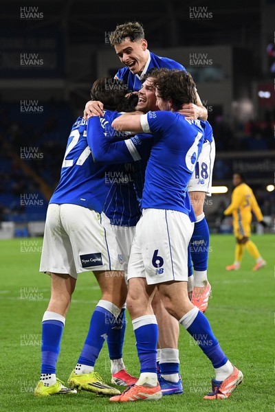 170226 - Cardiff City v AFC Wimbledon - Sky Bet League 1 - Ollie Tanner of Cardiff City celebrates scoring a goal with team mates