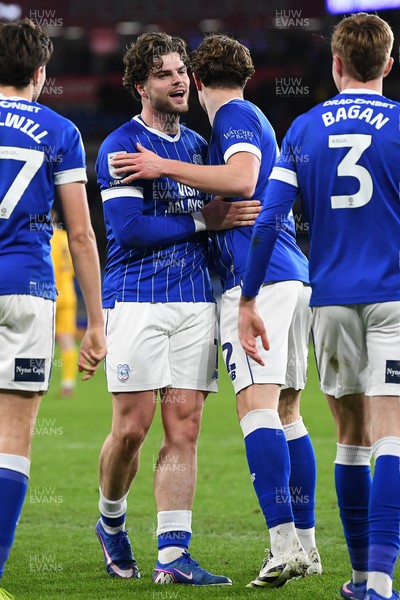 170226 - Cardiff City v AFC Wimbledon - Sky Bet League 1 - Ollie Tanner of Cardiff City celebrates scoring a goal with team mates