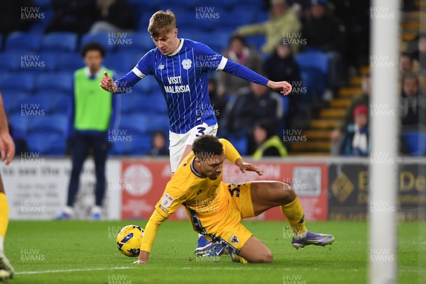 170226 - Cardiff City v AFC Wimbledon - Sky Bet League 1 - Joel Bagan of Cardiff City goes close