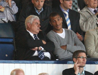 01.08.08...Cardiff V Ajax Jay Bothroyd sits next to Peter Ridsdale. 