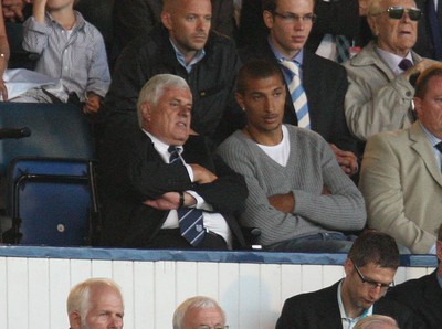 01.08.08...Cardiff V Ajax Jay Bothroyd sits next to Peter Ridsdale. 