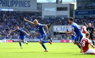 020918 - Cardiff City v Arsenal - Premier League - Danny Ward of Cardiff City celebrates scoring goal