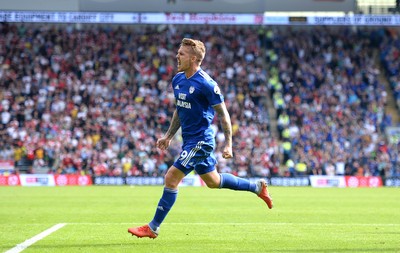 020918 - Cardiff City v Arsenal - Premier League - Danny Ward of Cardiff City celebrates scoring goal