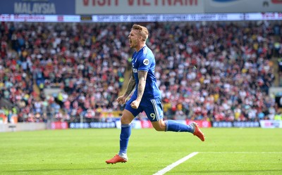 020918 - Cardiff City v Arsenal - Premier League - Danny Ward of Cardiff City celebrates scoring goal