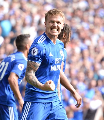 020918 - Cardiff City v Arsenal - Premier League - Danny Ward of Cardiff City celebrates scoring goal