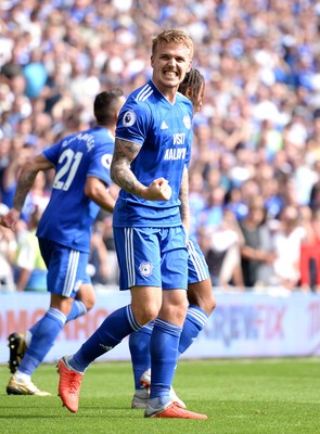 020918 - Cardiff City v Arsenal - Premier League - Danny Ward of Cardiff City celebrates scoring goal