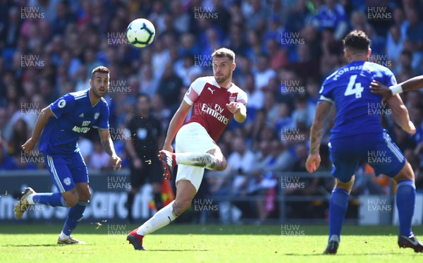 020918 - Cardiff City v Arsenal - Premier League - Aaron Ramsey of Arsenal gets the ball away