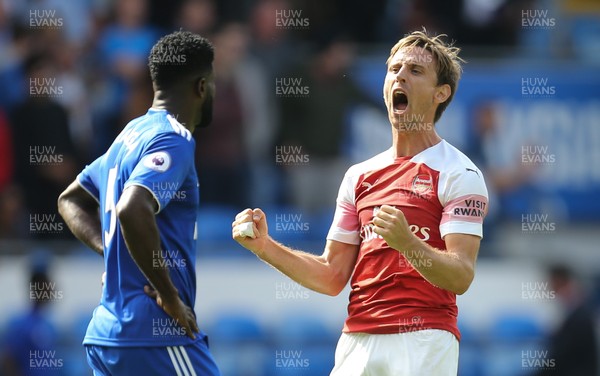020918 - Cardiff City v Arsenal, Premier League - Nacho Monreal of Arsenal celebrates at the end of the match