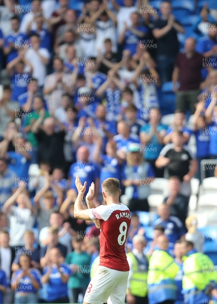 020918 - Cardiff City v Arsenal, Premier League - Aaron Ramsey of Arsenal applauds the Cardiff fans at the end of the match