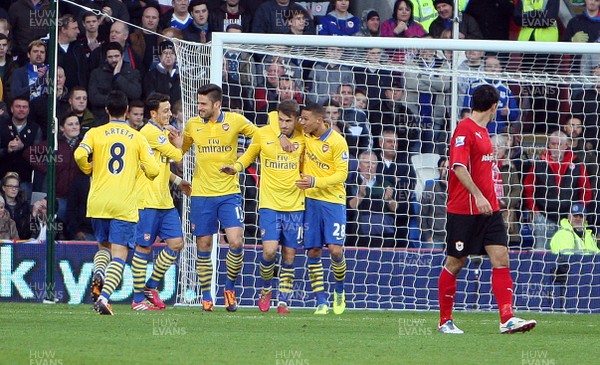 301113 - Cardiff City vs Arsenal - Barclays Premier League - Aaron Ramsey's muted goal celebration(c) Huw Evans Agency