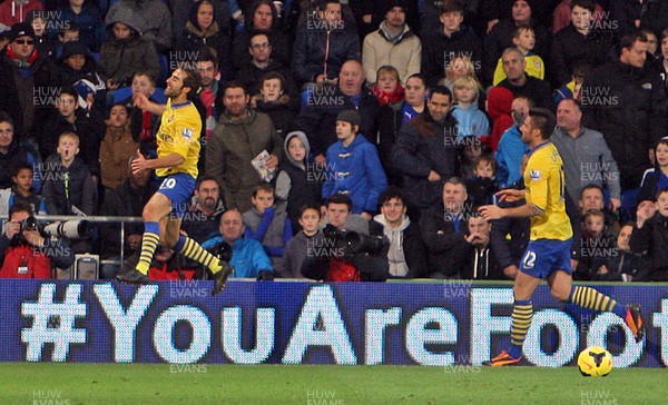 301113 - Cardiff City vs Arsenal - Barclays Premier League - Mathieu Flamini celebrates Arsenal's 2nd goal(c) Huw Evans Agency