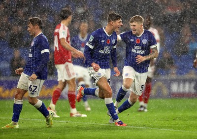 111125 - Cardiff City v Arsenal U21 - Vertu Trophy - Troy Perrett of Cardiff City celebrates scoring a goal