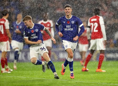 111125 - Cardiff City v Arsenal U21 - Vertu Trophy - Troy Perrett of Cardiff City celebrates scoring a goal