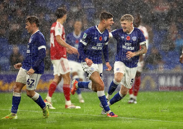 111125 - Cardiff City v Arsenal U21 - Vertu Trophy - Troy Perrett of Cardiff City celebrates scoring a goal