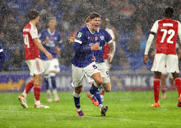 111125 - Cardiff City v Arsenal U21 - Vertu Trophy - Troy Perrett of Cardiff City celebrates scoring a goal
