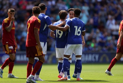 010826 - Cardiff City v AS Roma - Pre Season Friendly - Cian Ashford of Cardiff celebrates scoring a goal with team mates