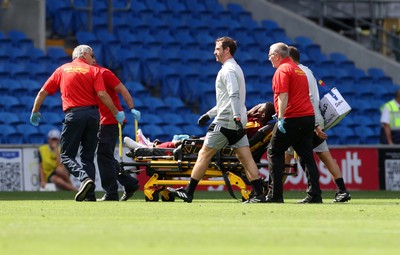 010826 - Cardiff City v AS Roma - Pre Season Friendly - Muhammed Bah of Roma leaves the field injured