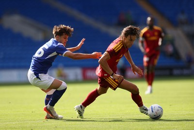 010826 - Cardiff City v AS Roma - Pre Season Friendly - Giorgio De Marzi of Roma is challenged by Robert Tankiewicz of Cardiff 