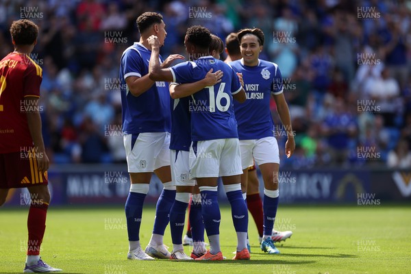 010826 - Cardiff City v AS Roma - Pre Season Friendly - Cian Ashford of Cardiff celebrates scoring a goal with team mates