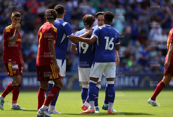 010826 - Cardiff City v AS Roma - Pre Season Friendly - Cian Ashford of Cardiff celebrates scoring a goal with team mates