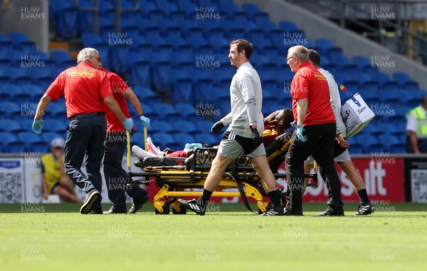 010826 - Cardiff City v AS Roma - Pre Season Friendly - Muhammed Bah of Roma leaves the field injured