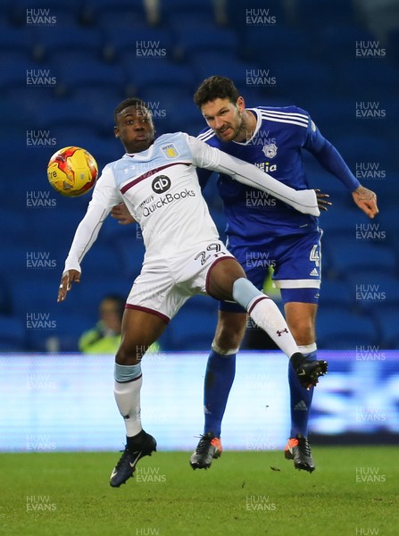 020117 - Cardiff City v Aston Villa, Sky Bet Championship - Rushian Hepburn-Murphy of Aston Villa and Sean Morrison of Cardiff City compete for the ball by Gareth Everett