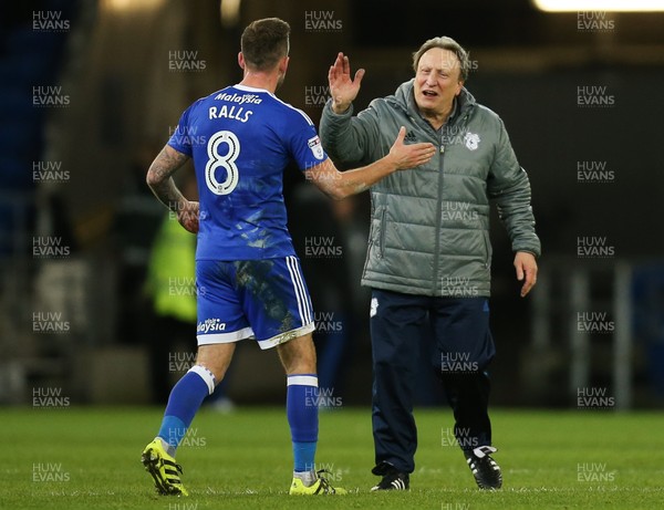 020117 - Cardiff City v Aston Villa, Sky Bet Championship - Cardiff City manager Neil Warnock celebrates with Joe Ralls of Cardiff City at the end of the match by Gareth Everett