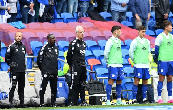 070821 - Cardiff City v Barnsley - Sky Bet EFL Championship - Cardiff City Manager Mick McCarthy during a moment silence in memory of people who lost their lives during the pandemic