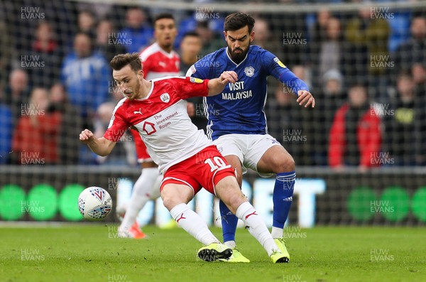 071219 - Cardiff City v Barnsley, Sky Bet Championship - Marlon Pack of Cardiff City and Mike-Steven Bahre of Barnsley compete for the ball