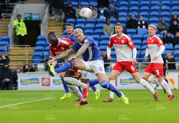 071219 - Cardiff City v Barnsley, Sky Bet Championship - Aden Flint of Cardiff City stretches to connect with the ball as he scores goal