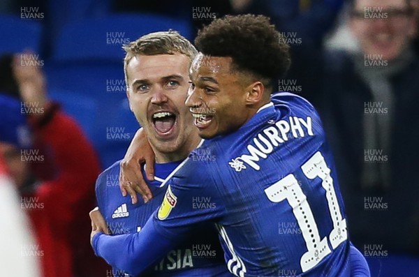 071219 - Cardiff City v Barnsley, Sky Bet Championship - Danny Ward of Cardiff City celebrates with Josh Murphy of Cardiff City after scoring the second goal