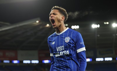 270126 - Cardiff City v Barnsley, EFL Sky Bet League 1 - Omari Kellyman of Cardiff City celebrates after scoring the third goal