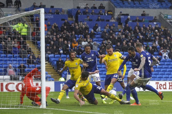 021119 - Cardiff City v Birmingham City, Sky Bet Championship - Curtis Nelson of Cardiff City (2nd right) scores his side's second goal