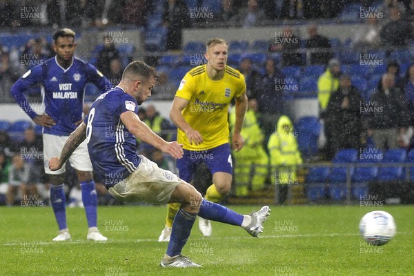 021119 - Cardiff City v Birmingham City, Sky Bet Championship - Joe Ralls of Cardiff City scores his side's fourth goal from the penalty spot