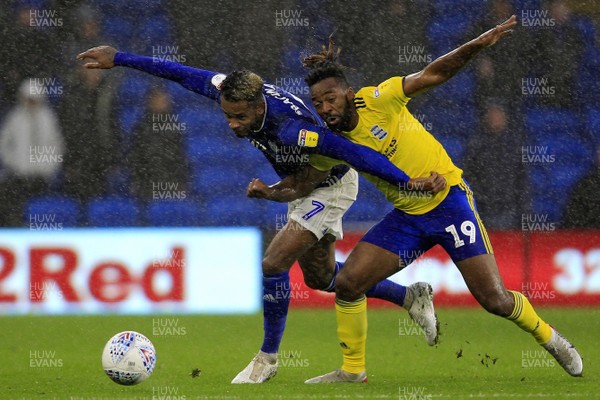 021119 - Cardiff City v Birmingham City, Sky Bet Championship - Leandro Bacuna of Cardiff City (left) and Jacques Maghoma of Birmingham City battle for the ball