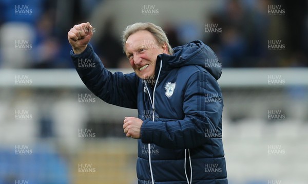 100318 - Cardiff City v Birmingham City, Sky Bet Championship - Cardiff City manager Neil Warnock celebrates at the end of the match