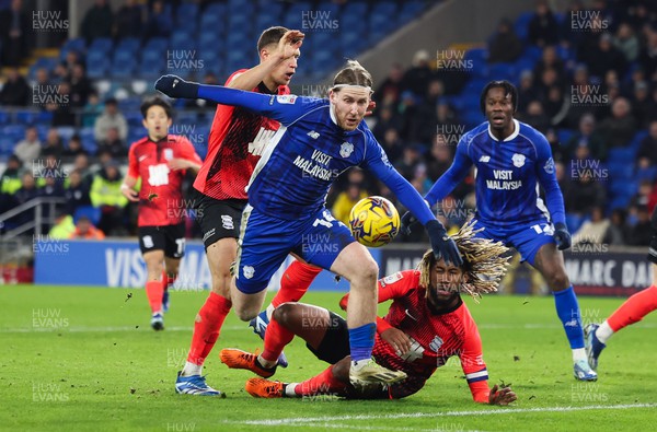 131223 - Cardiff City v Birmingham City, EFL Sky Bet Championship - Josh Bowler of Cardiff City looks to win the ball in the penalty area