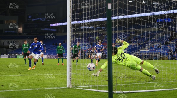 161220 - Cardiff City v Birmingham City, Sky Bet Championship - Birmingham City goalkeeper Neil Etheridge saves a penalty from Robert Glatzel of Cardiff City