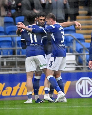 241026 - Cardiff City v Birmingham City - Sky Bet Championship - Yousef Salech of Cardiff City scores the first goal of the game