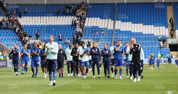 300422 - Cardiff City v Birmingham City, Sky Bet Championship - Cardiff City manager Steve Morison leads his players on a lap of the pitch to thank the fans for their support over the season