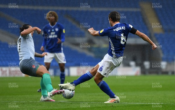 070720 - Cardiff City v Blackburn Rovers - SkyBet Championship - Will Vaulks of Cardiff City tries a shot at goal
