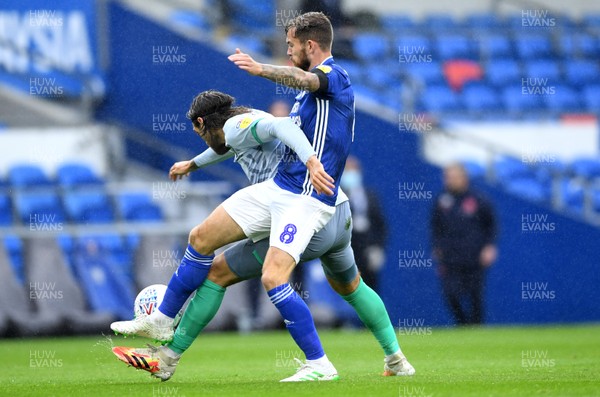 070720 - Cardiff City v Blackburn Rovers - SkyBet Championship - Danny Graham of Blackburn Rovers is tackled by Joe Ralls of Cardiff City
