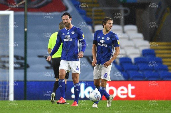 070720 - Cardiff City v Blackburn Rovers - SkyBet Championship - Sean Morrison and Will Vaulks of Cardiff City looks dejected after Rovers third goal